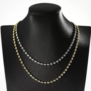 3mm Round Moissanite Bubble Tennis Necklace 925 Sterling Silver 18K Gold Plated - Picture 1 of 15