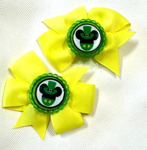 Hermoso Juego de lazos de pelo coleta para niñas Día de San Patricio Mickey Mouse. - Imagen 1 de 3