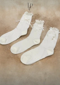 Women's 3-Pair Sheer Socks | Bow / Pearl Socks| Ultra-light | MIU MIU style - Picture 1 of 14