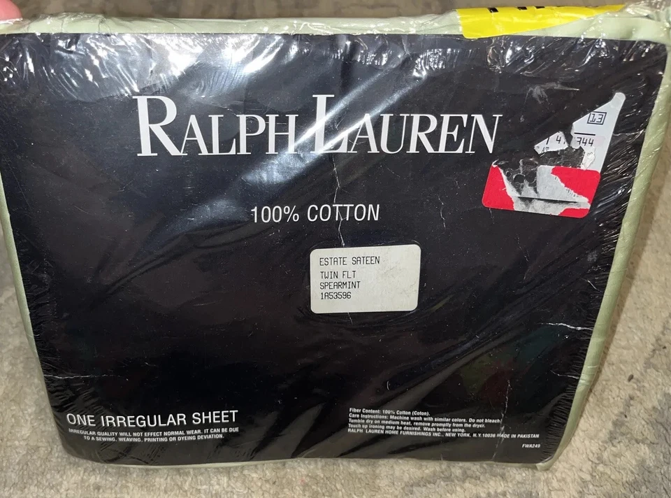 NOVO Lençol Ralph Lauren Estate Algodão Egípcio Cetim Duplo Plano 280TC Verde - Imagem 1 de 3