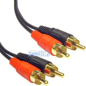 15m Twin RCA PHONO Audio Cable Gold Lead Male 2 x RCA Plug to Plug 15 METRE - Picture 1 of 1