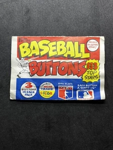 1984 FUN FOODS BASEBALL BUTTONS UNOPENED PACK 3 BUTTONS IN EACH PACK - Picture 1 of 2