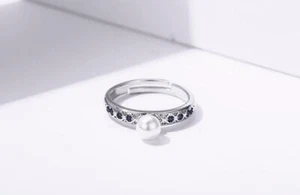 SONDERPREIS Silberring 925er Sterling Silber Süßwasserperle Rhodiniert Zirkonia - Bild 1 von 4
