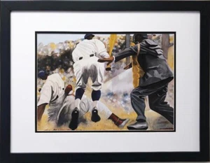 Dane Tilghman "Safe" CUSTOM FRAMED African American Art Baseball Negro League - Picture 1 of 3
