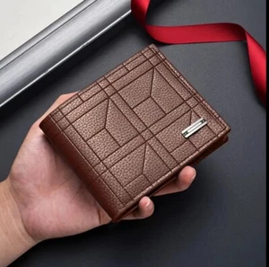 Portafoglio Uomo Pelle PU Grande Capacità Multi-Card Slot Business Regalo Marrone - Foto 1 di 3