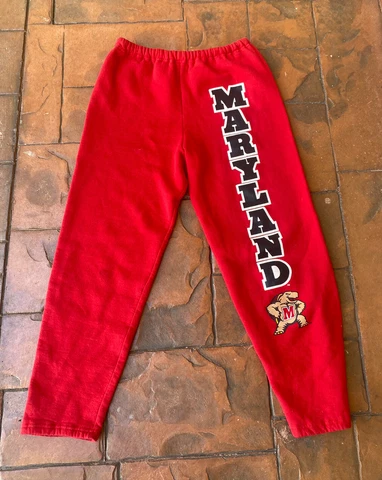 Vintage 90s Russell Athletics Maryland Terrapins Red Sweatpants Medium USA Made Cover