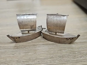 RARISSIMO SHAKER sale e pepe vintage argento sterling Giappone anni '20 BARCHE A VELA - Foto 1 di 15