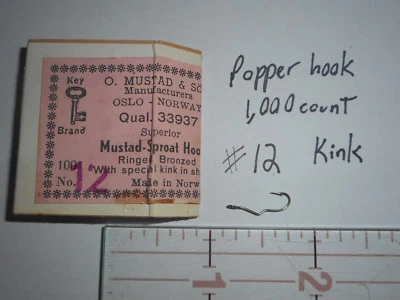 1.000 MUSTAD #12 POPPER SPROAT MOSCA AMARRAR GANCHOS HASTE TORÇÃO ESPECIAL ANELADA 33937 - Imagem 1 de 3