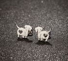 Dachshund Dog Earrings - Silver Stud Earrings - Sausage Dog Earrings With Heart