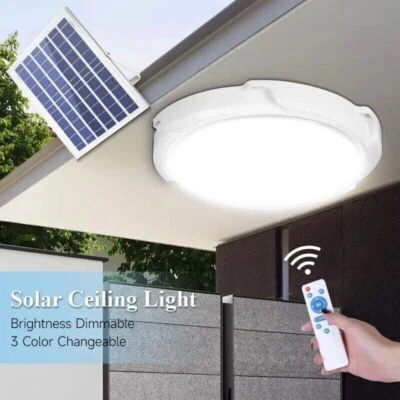 100W Solar Power Ceiling Pendant Light Remote Control Out/Indoor Lamp Waterproof - Image 1 of 4