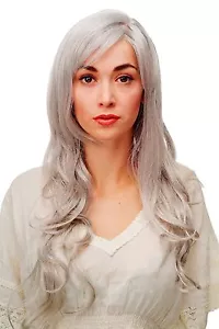 Damen Perücke Weiß-Grau-Mix Locken Wellig Lang Seitenscheitel ca. 70 cm 9204S-51 - Bild 1 von 5