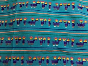MEXICAN FABRIC 4 yds CAMBAYA 4 metros BLUE AQUA TELA MEXICANA - Picture 1 of 3