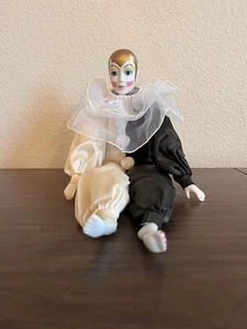 Vintage RUSS PIERROT B & W Doll w Porcelain Head, Hands and Feet - Picture 1 of 8