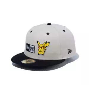 NEW ERA  Pokemon Pikachu Box Logo 59FIFTY Fitted Cap Stone Black - Picture 1 of 5