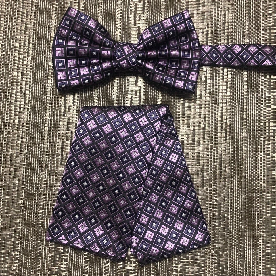 Pañuelo cuadrado vintage a cuadros patrón de mariposa con pajarita y bolsillo cuadrado Foto 1 de 1