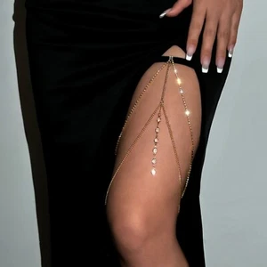 Oberschenkel Kette Damen in Gold mit Strass. - Bild 1 von 4