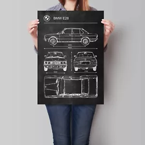 Poster auto BMW E28 retrò vintage arte blu - Foto 1 di 5