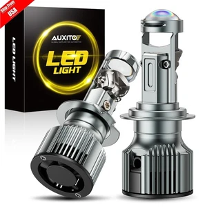 AUXITO H7 50000LM Headlight Bulbs High Low Beam w/LED Projector Lens Retrofit - Picture 1 of 16