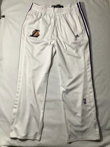 Adidas Los Angeles Lakers Track Pants 2XL White NBA Button Tear Away Men XXL - Picture 1 of 11