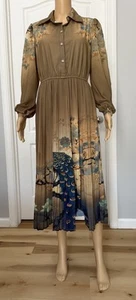 HANAE MORI Shirt Pleated Midi Dress - Picture 1 of 11