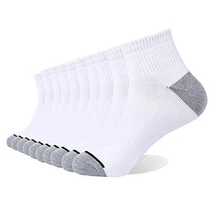 10P Pack Unisex Cotton Moisture Wicking Cushion Ankle Socks 10-13 White - Picture 1 of 7