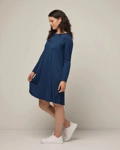 Wool& Dress Blue Rowena Swing Sz 1X Wool Blend Relaxed Pockets Classic Festive - Picture 1 of 17
