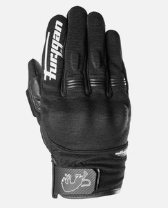 Furygan Jet D30 Evo Leather Textile Short Motorcycle Gloves Black White Summer - Picture 1 of 3