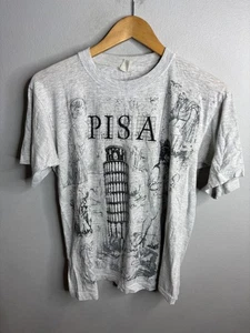 Camicia Pisa Vintage Uomo Grigio Medio Torre Pendente Italia Souvenir Grafica Maglietta Anni 90 - Foto 1 di 6
