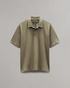 Rag & Bone Men Green Solid Cotton Polo Short Sleeve Shirt XL - Picture 1 of 8