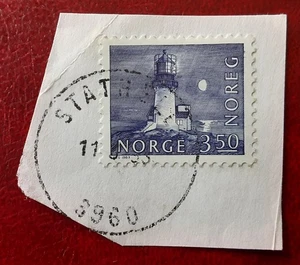 NORWAY 1983 3.50kr Used Lighthouse on Piece Mi 877 Scott 724 STATHELLE XF 8605 - Picture 1 of 2