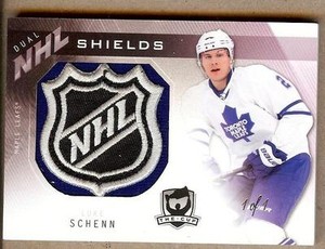 2009-10 THE CUP DUAL NHL SHIELDS LUKE SCHENN / MIKE KOMISAREK JERSEY PATCH 1/1!!