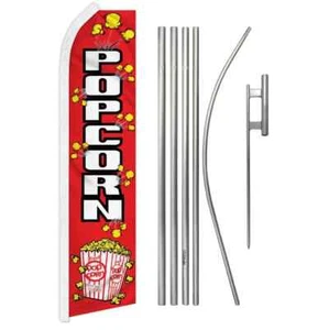 Popcorn Swooper Advertising Flag & Pole Kit - Picture 1 of 8