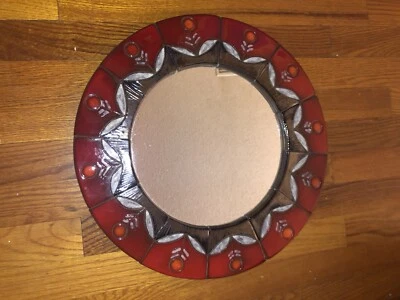 Espejo de azulejos de cerámica circular moderno de mediados de siglo de Oswald Tieberghien Foto 1 de 4