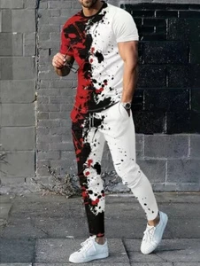 Men's 2 Piece Set Blood Graffiti Joggers And T-shirt Large - Picture 1 of 6