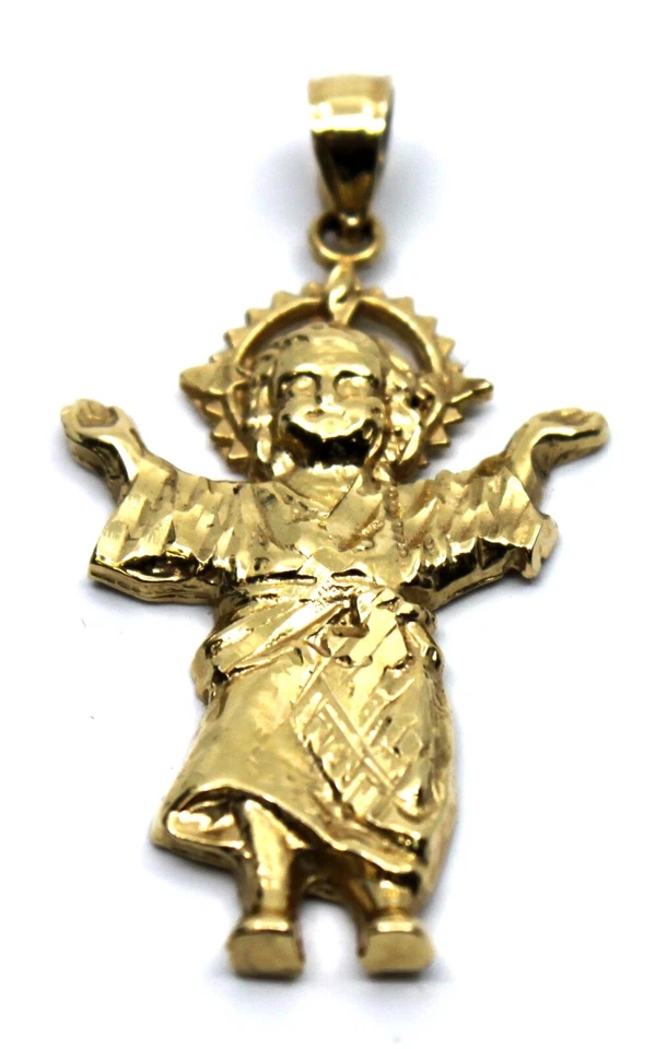 Baby Jesus Angel Pendant in 14K Solid Yellow Gold 1.5" X 0.90"in Religious - Изображение 1 из 4