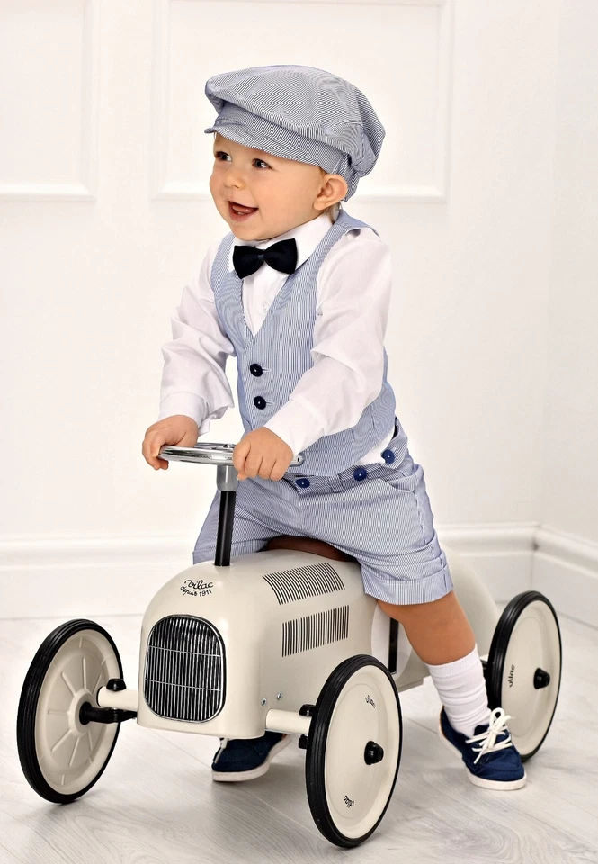 2135 - Abito da battesimo (5pz) maschietto blu vestito con pantaloncini bambino. - Immagine 1 di 4