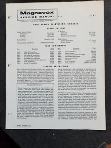 Manual de servicio original Magnavox 7281 serie T914 chasis de televisión enero 1968 - Imagen 1 de 2
