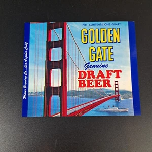 Cerveza de barril GOLDEN GATE etiqueta original vintage de un cuarto 4-1/2" x 3-3/4" - Imagen 1 de 3