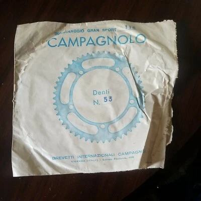 [1060] Винтажная дорожная передняя звездочка Campagnolo 53 т, цепь 3/32 дюйма, 116 мм BCD — новая из старых запасов новая в коробке - Изображение 1 из 4