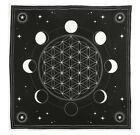 NEW BLACK COTTON ALTER CLOTH 8 PHASES OF THE MOON AROUND A CRYSTAL GRID 65X65 CM