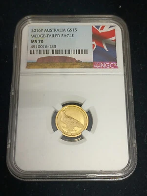 2016 1/10oz .999 Fine Gold Australian Wedge-Tailed Eagle NGC MS70 Coin - Image 1 of 2