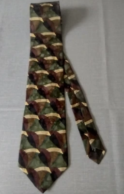 ZIGGURAT Longs MULBERRY NECKWEAR Men's SILK Tie  Green/Browns/Black - 64" L - Image 1 of 4