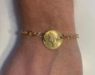 França Marianne REAL moeda circulada unissex pulseira francesa Paris. TAMANHO SELECIONADO - Imagem 1 de 4
