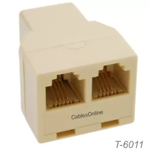 RJ11 Buchse auf 2 Buchsen Telefonleitung Y-Splitter, T-6011 - Bild 1 von 3