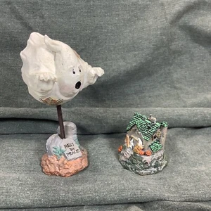 Halloween Resin Figures Ghost Gravestones Tiny Haunted House Cat Crow Pumpkins - Picture 1 of 12