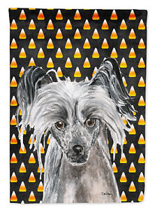 Chinese Crested Candy Corn Halloween Flag Garden Size Sc9536Gf