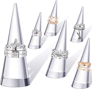 Clear Acrylic Crystal Ring Holder Jewelry Display Stand Transparent 6 Pieces - Picture 1 of 12