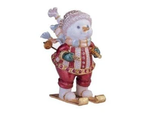 Jeweled Enamel Pewter Skiing Snowman Hinged Trinket Jewelry Box Terra Cottage - Picture 1 of 3