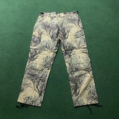 复古迷彩裤男式 L 绿色隐居开放乡村迷彩狩猎 36x32 — 第 1/4 张图片