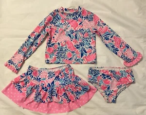 CYNTHIA ROWLEY Sz 7 Girl 3-piece Swimsuit 80% Poly 20% Spandex - Picture 1 of 8